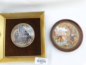 lot 37280 image: 2 Vintage English Painted Pot Lids