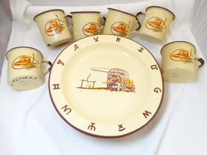 lot 37297 image: Monterrey Western Wear Enameled Tin Place Settings  Dishes