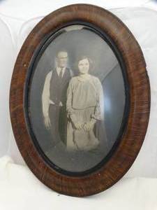 lot 37362 image: Vintage Framed Domed Glass Tinted Portrait  Photograph