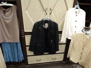 lot 37392 image: Ladies Plus Clothing Lot - Vintage Black Leather Jacket - Boho Skirt - Linen Blazers - plus several quality jewelry pieces to coordinate with the collection