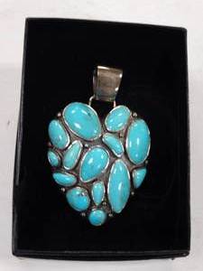 lot 37411 image: Turquoise & Sterling Silver Large Heart Pendant - New in Box