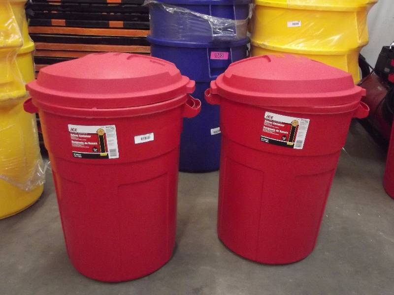 lot 656B image: NEWLot of 2 Red Ace Hardware Trashcans