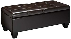 lot 12455 image: Christopher Knight Home Merrill Double Opening Leather Storage Ottoman, Chocolate Brown