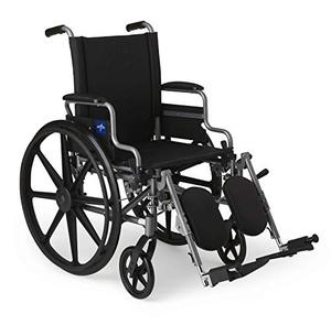 lot 12459 image: Medline - MDS806550E Lightweight & User-Friendly Wheelchair With Flip-Back, Desk-Length Arms & Elevating Leg Rests for Extra Comfort, Gray, 18 Seat