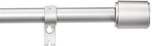 lot 12596 image: Amazon Basics 1-Inch Cap Finial Curtain Rod with Curtain Holdbacks - 72 to 144 Inch, Nickel