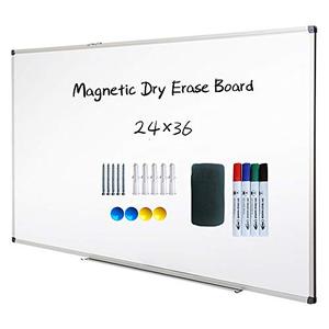 lot 12601 image: XIWODE Magnetic Dry Erase Board, Wall Mounted Whiteboard, 36 x 24 Inch, Lightweight White Board, Wall Mounted Board for Kids, Home, Office, School