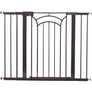 lot 12602 image: Safety 1st - Easy Install Tall & Wide Walk Thru Baby Gate - Brown