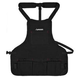 lot 12609 image: Husky 23.5 in. 16-Pocket Black Canvas Bib Apron