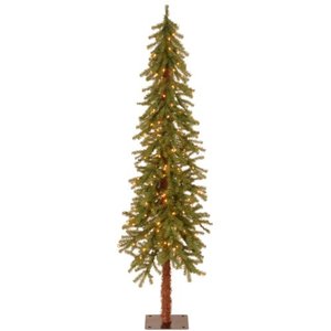 lot 12673 image: National Tree Company lit Artificial Christmas Tree Includes Pre-strung White Lights and Stand, Hickory Cedar Slim-6 ft
