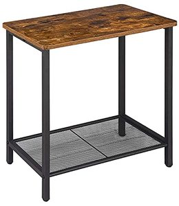 lot 12683 image: BEEWOOT Narrow Nightstand for Small Spaces, End Table, Sofa Side Table with 2-Tier Storage Shelf, for Living Room, Entryway, Bedroom, Metal Frame and Easy Assembly, Rustic Brown TB01BB008