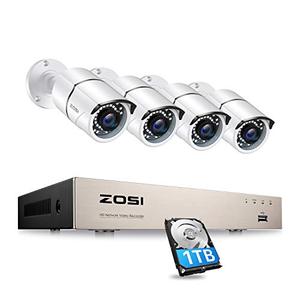 lot 12686 image: ZOSI 8CH 5MP PoE Video Surveillance System with 1TB Hard Drive,H.265 8Channel 5MP NVR Security System and 4pcs 5MP HD Outdoor Indoor 120ft Night Vision PoE IP Cameras for 247 Recording