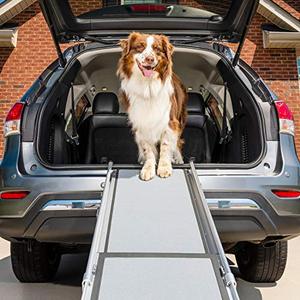 lot 12710 image: PetSafe Happy Ride Deluxe Telescoping Pet Ramp - 72 Inch, Portable, Lightweight, Aluminum Dog and Cat Ramp - Carrying Case Available