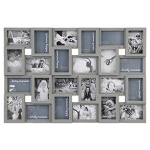 lot 12711 image: Hello Laura - Photo Frame Picture Frame - 24 Sockets Gray Finish Frame Collage Collection Wall Hanging Picture Photo Display Frame 4 x 6 Large Multi Decor Home Family Friend (24 Sockets)
