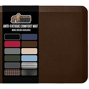 lot 12720 image: Gorilla Grip Anti Fatigue Cushioned Comfort Mat, Ergonomically Durable, Supportive, Padded, Thick and Washable, Stain-Resistant, Kitchen, Garage, Office Standing Desk Mats, 32x20, Brown