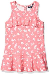 lot 12729 image: Nautica Girls Printed Sleeveless Dress, Flounce Keyhole Pink Lemonade, 4