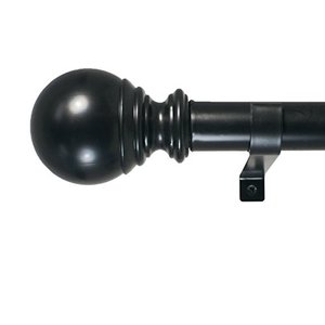 lot 12731 image: Decopolitan Ball Single Telescoping Drapery Rod Set, Long, Black, 72 to 144-Inch