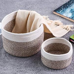 lot 12736 image: DUOLEO 2pc Small Storage Basket with Handles-Cute Cotton Rope Basket-Woven Basket-Toy Basket Organizer-Storage Bins for Toys-11108.5