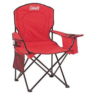 lot 12750 image: Coleman Portable Quad Camping Chair with Cooler , Red, 37 x 24 x 40.5