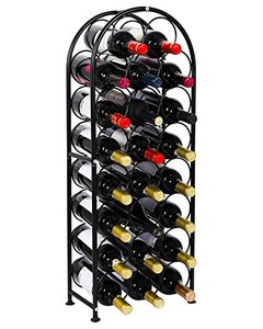 lot 12766 image: PAG 23 Bottles Arched Free-Standing Floor Metal Wine Rack Wine Display Holders Stands with 4 Adjustable Foot Pads, Black
