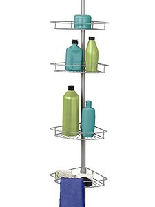 lot 12773 image: Zenna Home 2156NN Tension Pole Shower Caddy, Nickel