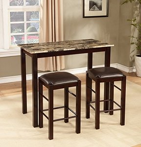 lot 12781 image: Roundhill Furniture Brando 3-Piece Counter Height Breakfast Set, Espresso Finish