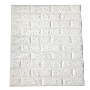 lot 12782 image: Art3d 64 Sq.Ft Peel and Stick 3D Wall Panels for Interior Wall Decor, White Brick Wallpaper, Pack of 11