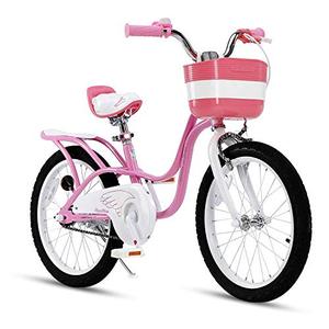 lot 12806 image: RoyalBaby Girls Bike Little Swan 18 Inch Kids Bike with Kickstand Basket Girls Childs Bicycle Pink