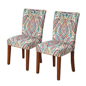 lot 12810 image: HomePop Parsons Classic Upholstered Accent Dining Chair, Set of 2, Colorful Paisley