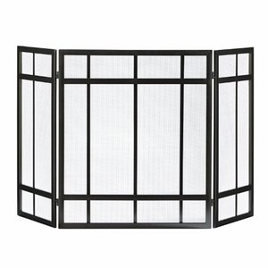 lot 12812 image: Pleasant Hearth Mission Style 3-Panel Fireplace Screen