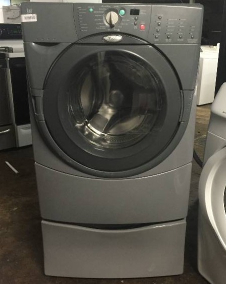 lot 8051 image: Whirlpool Gold 27 Inch Duet Front-Load Washer with 3.8 Cu. Ft. Capacity, 13 Wash Cycles & 1200 RPM Speed Pewter