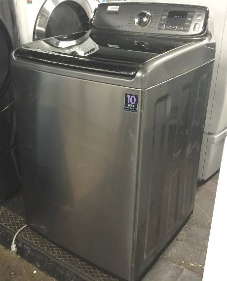 lot 8024 image: Samsung 5.0 cu. ft. Top-Load Washer w Internal Heater - Stainless Platinum