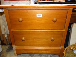 lot 37157 image: Small 2 Drawer Wood Cabinet