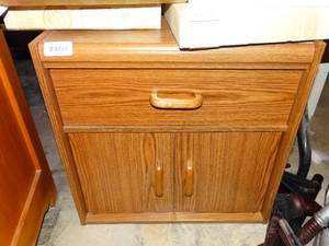 lot 37156 image: Small Wood Cabinet with Drawer and Door Front