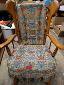 lot 37146 image: Wood Rocking Chair with Upholstered Seat Base and Back Pillow