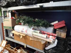 lot 37042 image: Large Lot of Modern and Vintage Christmas Decorations  Wrapping Paper  Etc