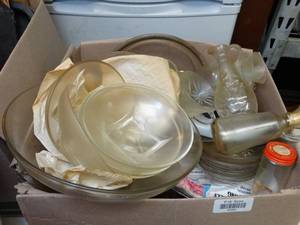 lot 37051 image: Clear Glass Cups and Plates