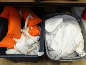 lot 37074 image: Lot of Bedding  Folders  Life Jackets
