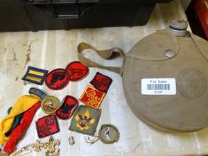 lot 37097 image: Old Boy Scouts Pins - Patches and Canteen