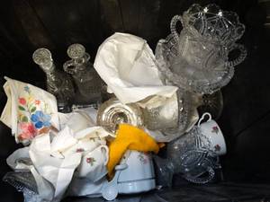 lot 37098 image: Clear Cruets - Pressed Glass & Misc