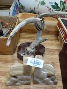 lot 37126 image: Small Antler and Decorative Bookends
