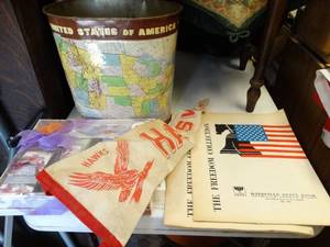 lot 37130 image: Haysville Pendant and Misc  USA Trash Can  Lotions Etc