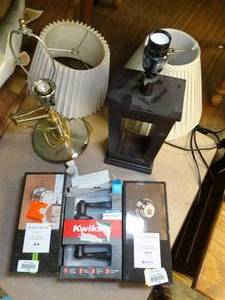 lot 37180 image: Lamps, Shades & New Door Hardware for the Home