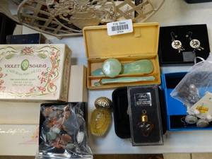 lot 37004 image: Collection of New & Vintage Beauty Items & Earrings - plus old Avon littles