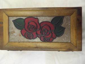 lot 1380 image: Wood Rose Box and Contents