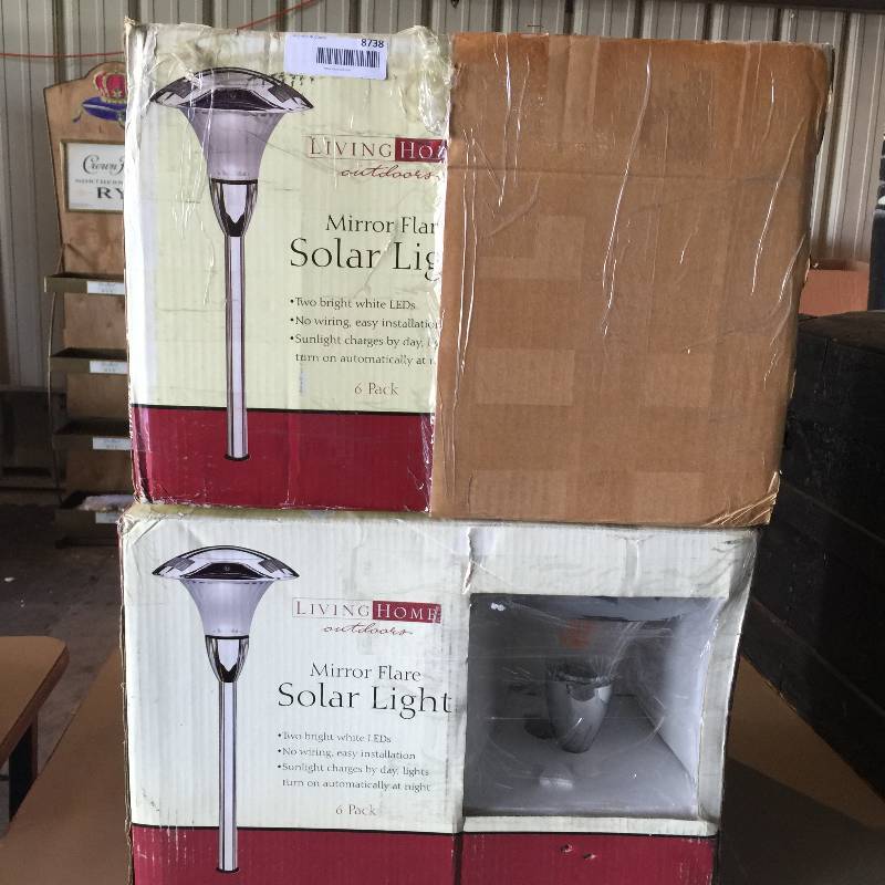 lot 8738 image: BEAUTIFUL DESIGNER SOLAR LIGHT 6-PACK -MIRROR FLARE STAKE MOUNT FROM LIVING HOME