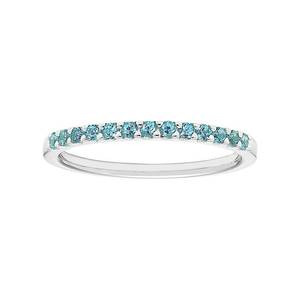 lot 24021 image: 14karat White Gold Blue Topaz December Birthstone Stackable Band Ring- Retail$317.49 Size 7
