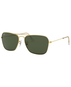 lot 24090 image: Ray-Ban Caravan RB3136 Unisex Gold Frame Green Classic Lens Sunglasses- Retail$149.99