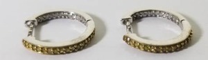 lot 24119 image: Divina Sterling Silver White and Yellow Diamond Accent Two-tone Hoop Earrings- Retail$89.99