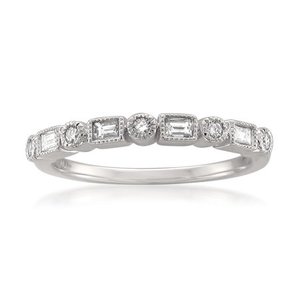 lot 24121 image: Montebello 14KT White Gold 14ct TDW Diamond Vintage Wedding Band- Retail$462.99 Size 8