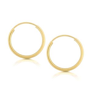 lot 24128 image: 14K Gold Endless Hoop Earrings 1-1.5mm Thick 10mm-60mm Diameters - Yellow Gold - Yellow Gold